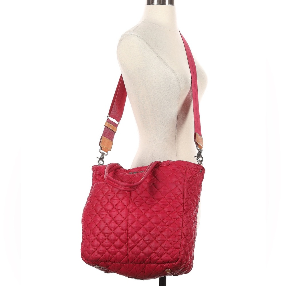 MZ Wallace Pink Raspberry Quattro Tote Cross Body Shoulder bag Quilted 12x14x5
